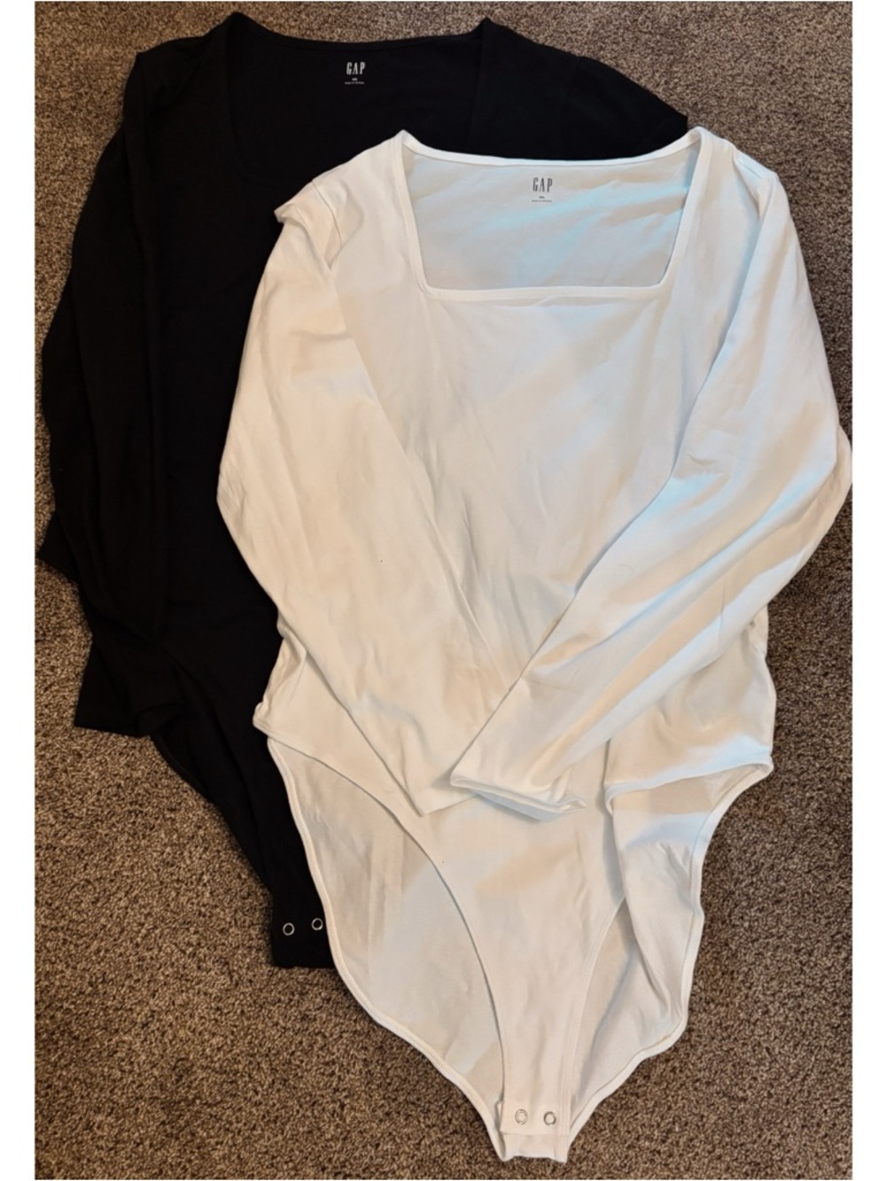 GAP Women's Long-Sleeve Square-Neck Bodysuit Duo - White & Black